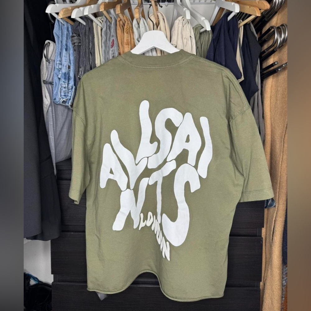 AllSaints Olive Green Graphic T-Shirt